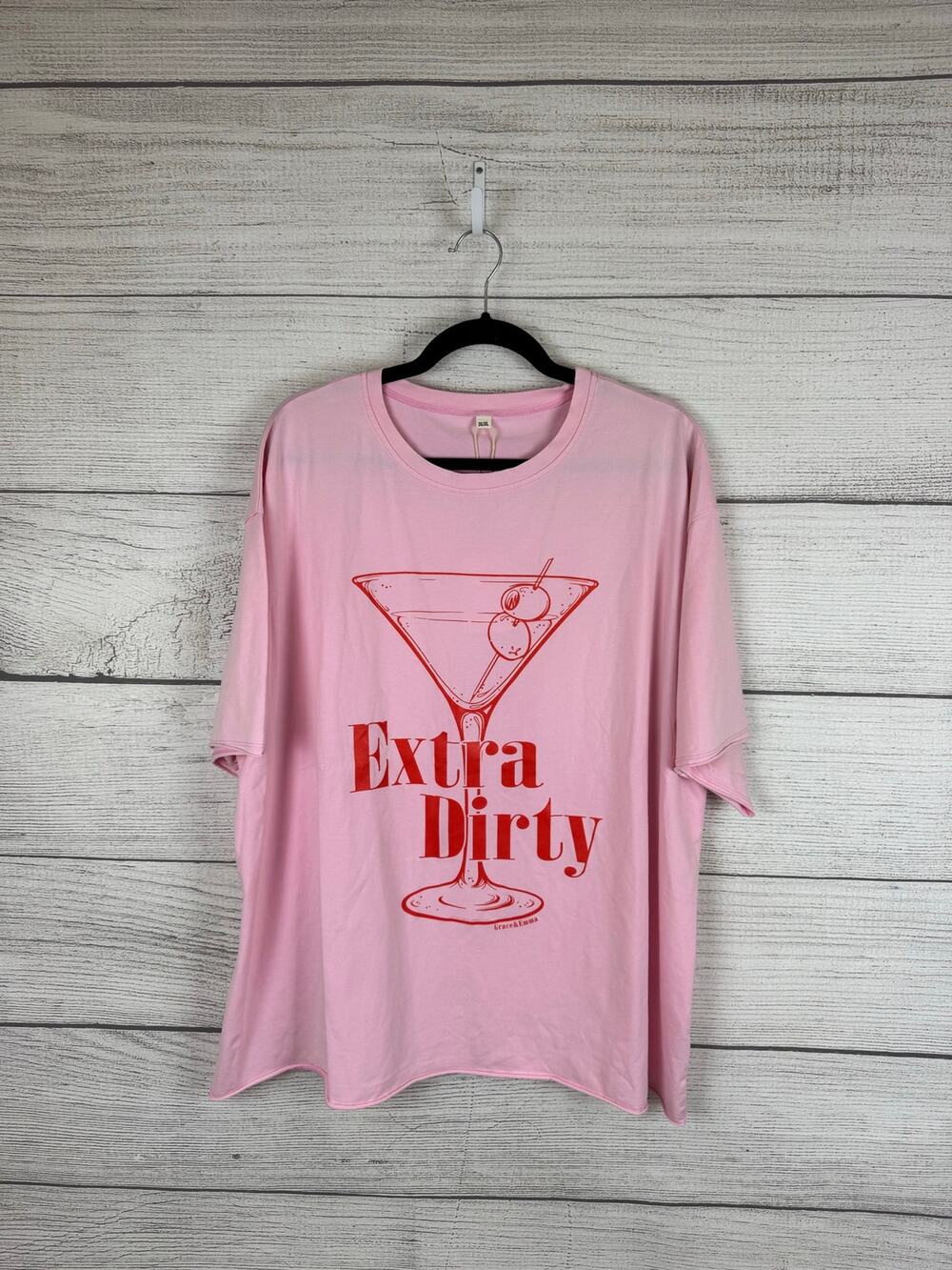 Grace & Emma Plus Size Pink "Extra Dirty Martini" Graphic Tee Size 2X/3X